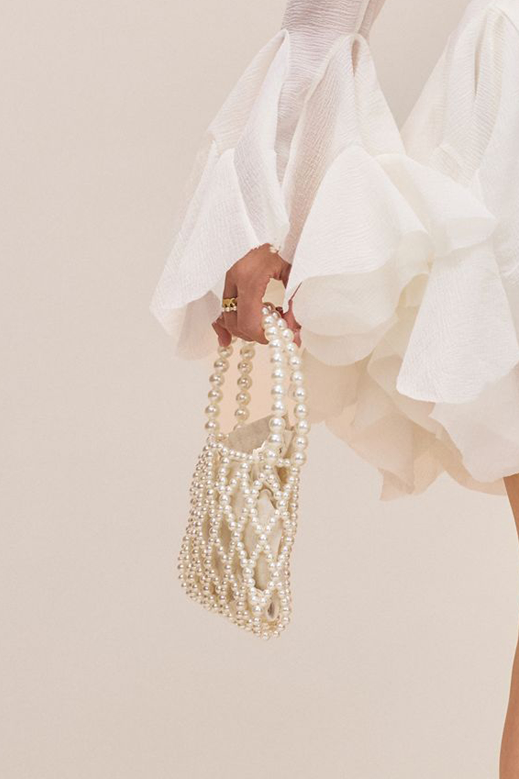 Pearl Beaded Drawstring Handbag