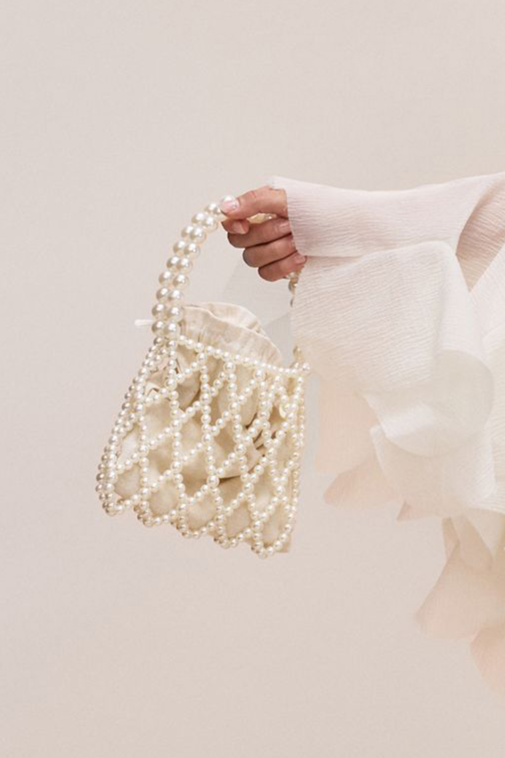 Pearl Beaded Drawstring Handbag