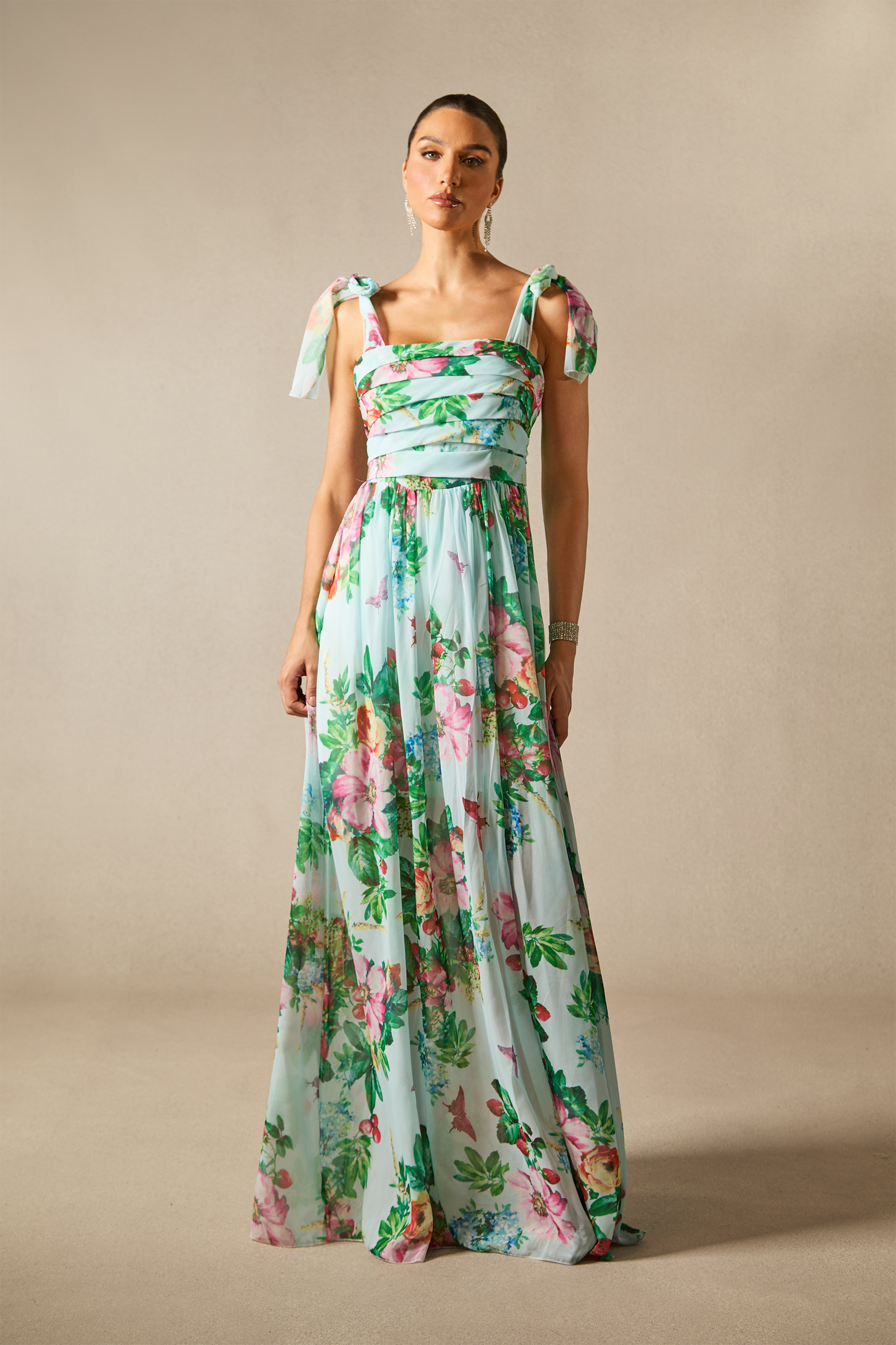 Printed Strap Maxi Dress